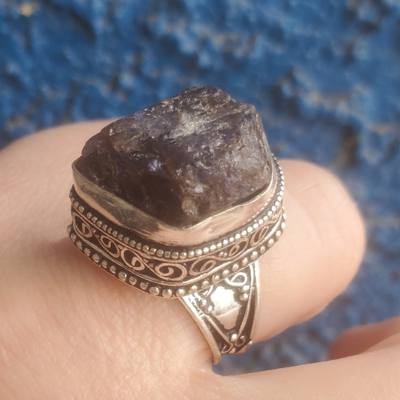 New Rough Tourmaline 925 Silver Ring. - Picture 8 of 16